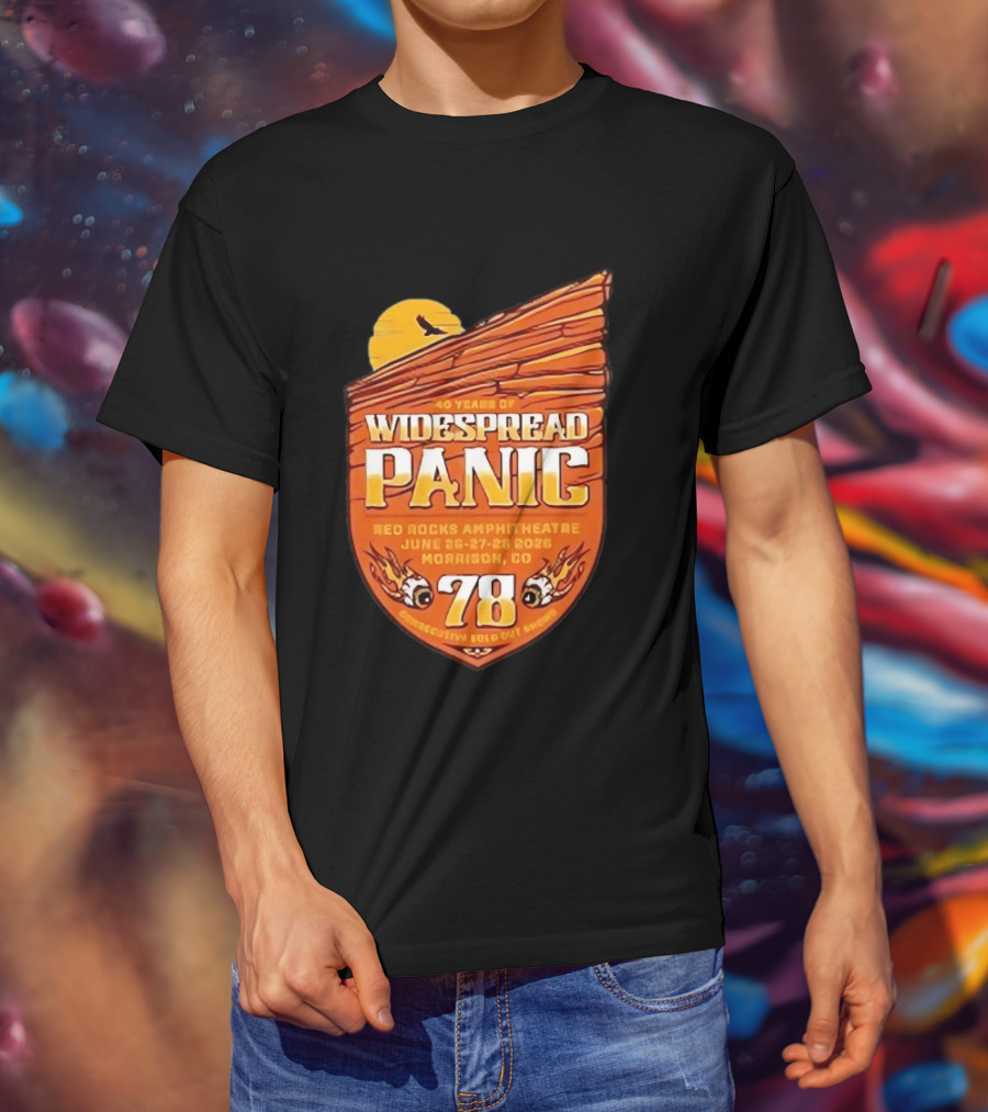 40 Years Of Widespread Panic Red Rocks Amphitheatre June 26 28 2026 Morrison Colorado 78 Consecutive Sold Out Shows T-Shirt