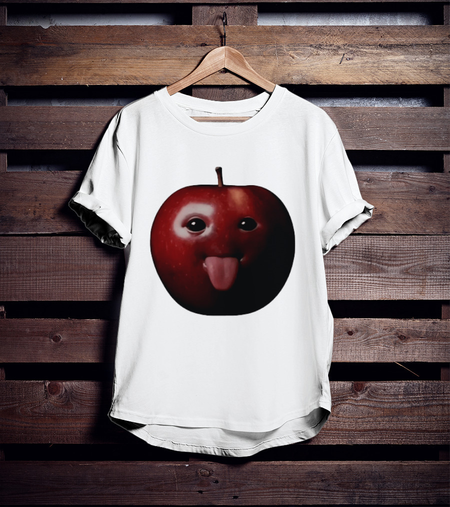 Apple Sticking Out Tongue Funny Fruit Face T-Shirt