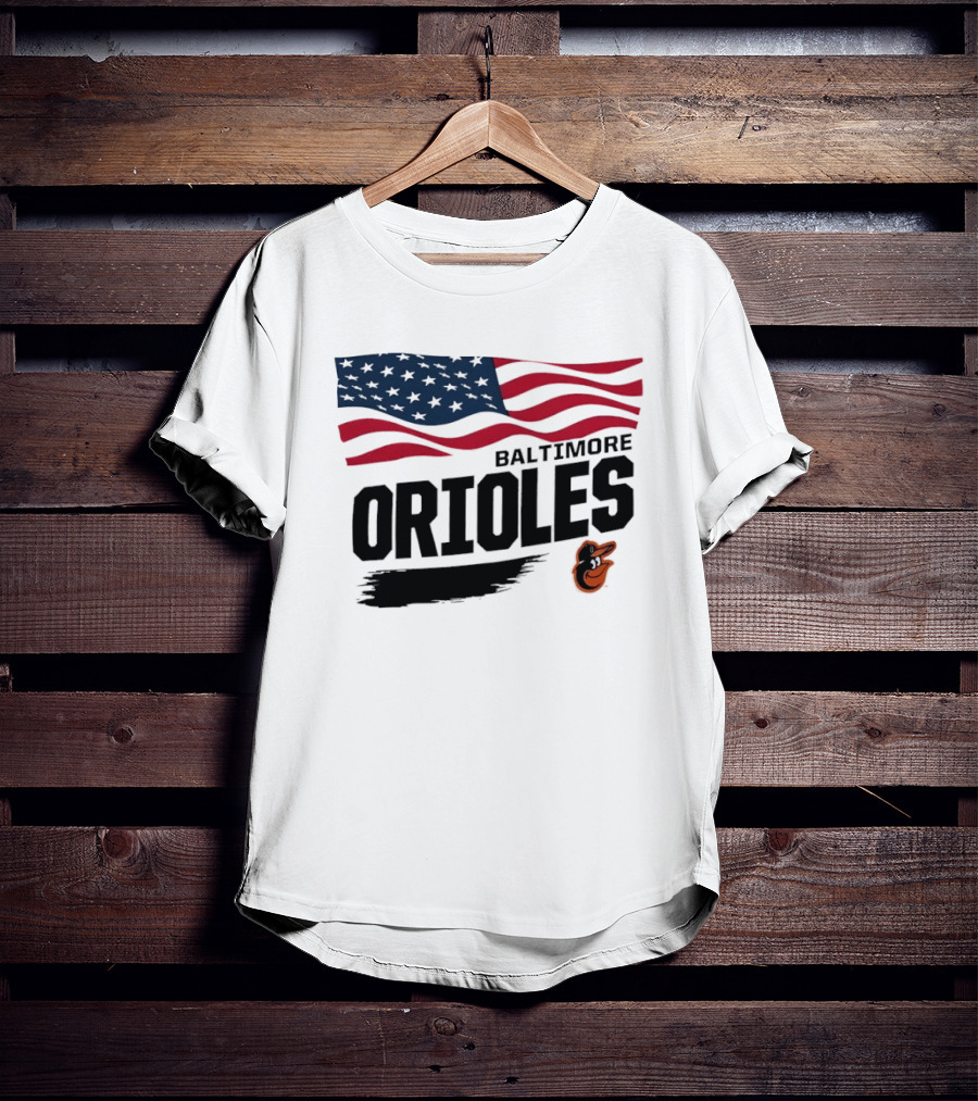 Baltimore Orioles American Flag MLB Team T-Shirt