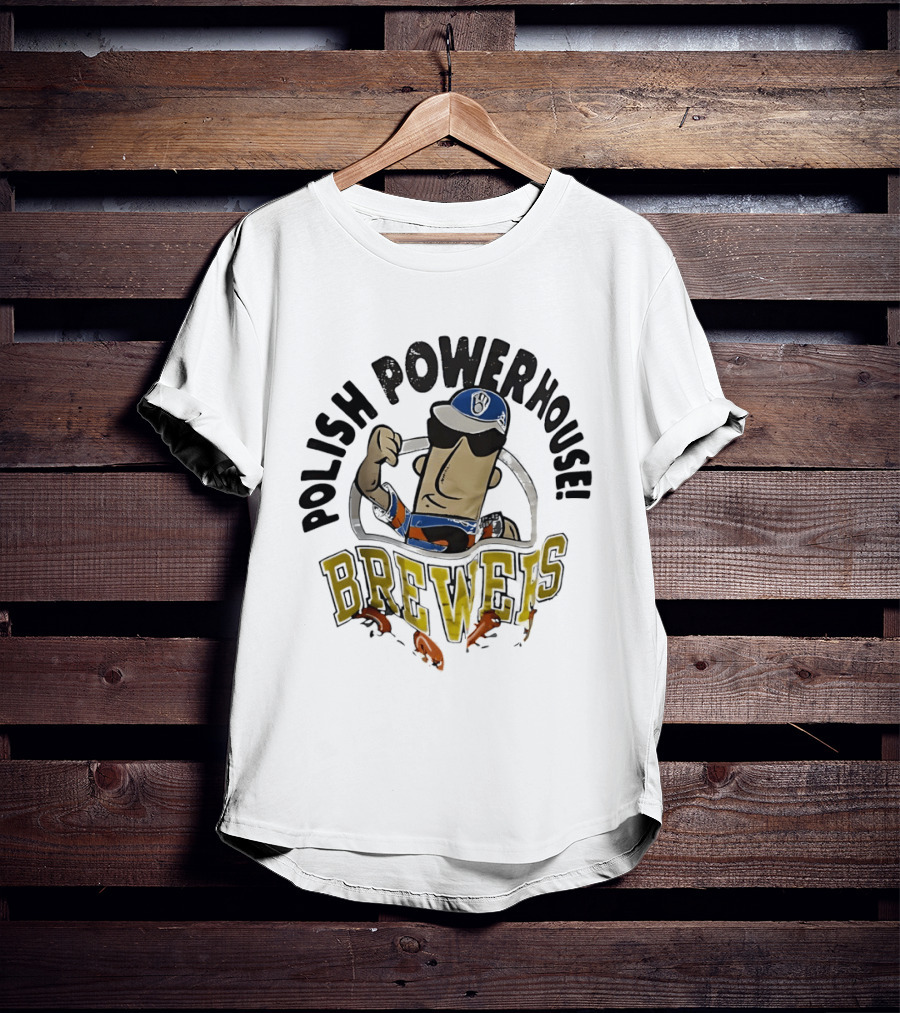 Milwaukee Brewers Polish Powerhouse Sausage Flexing T-Shirt