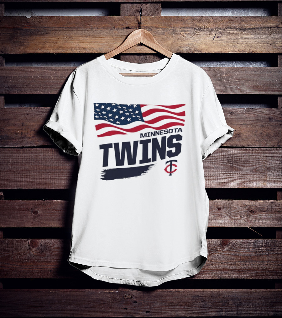 Minnesota Twins Waving American Flag MLB Team T-Shirt