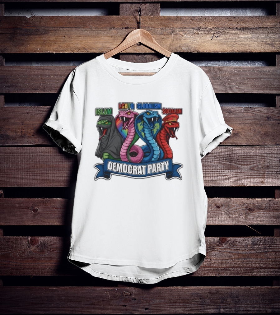 Islam LGBTQ Globalism Socialism Democrat Party Cobra Banner T-Shirt
