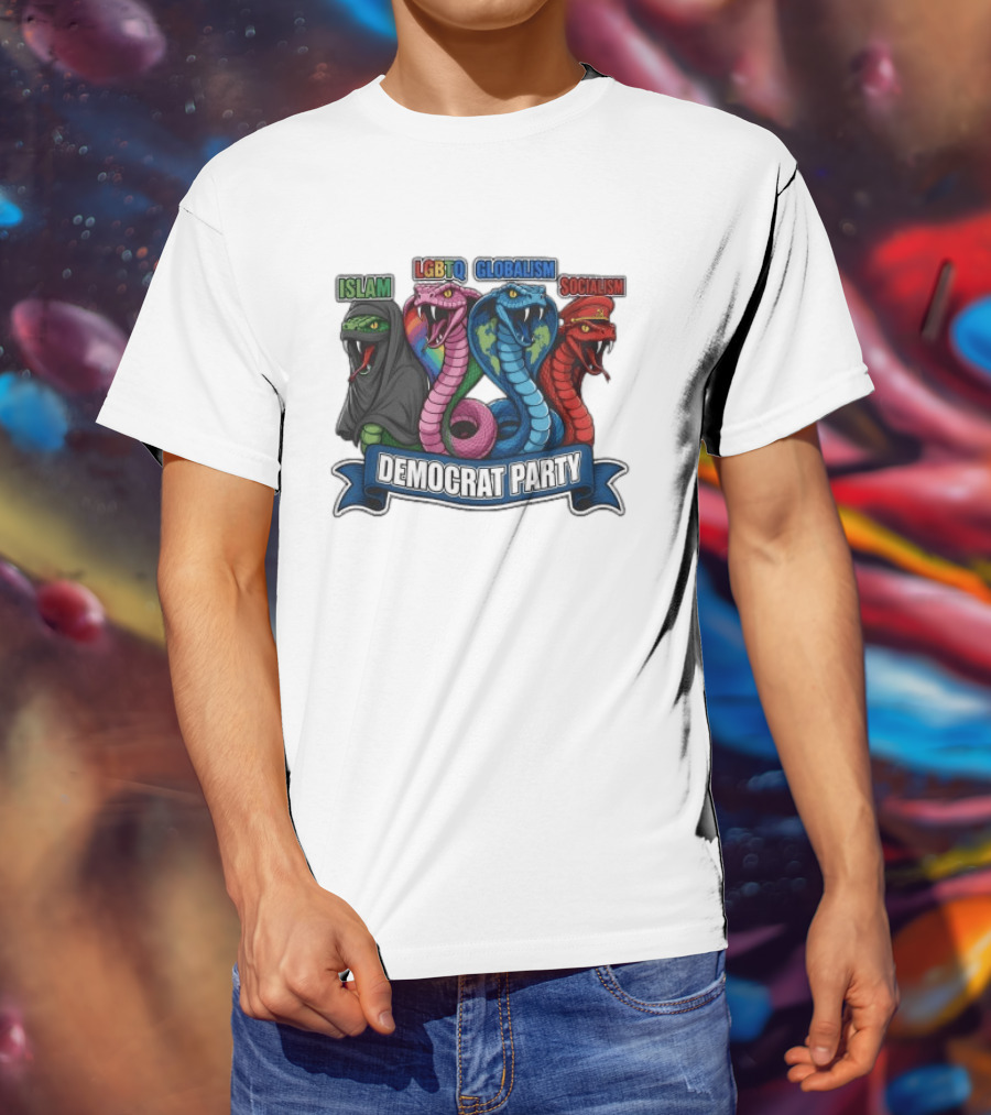 Islam LGBTQ Globalism Socialism Democrat Party Cobra Banner T-Shirt