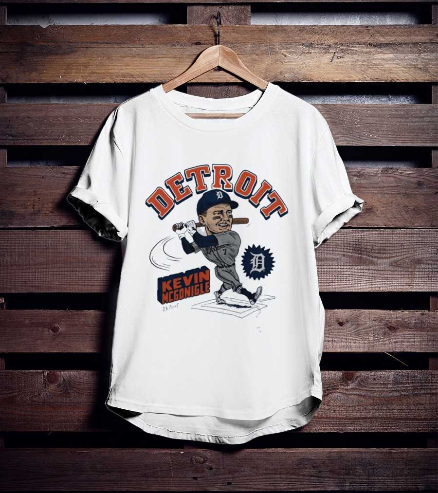 Detroit Kevin McGonigle Tigers Baseball Player Caricature T-Shirt