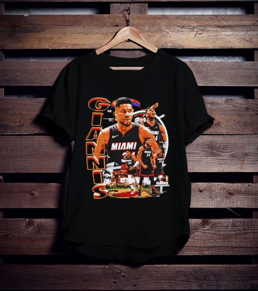 Giannis Antetokounmpo Miami Heat 90s Bootleg Retro Basketball T-Shirt