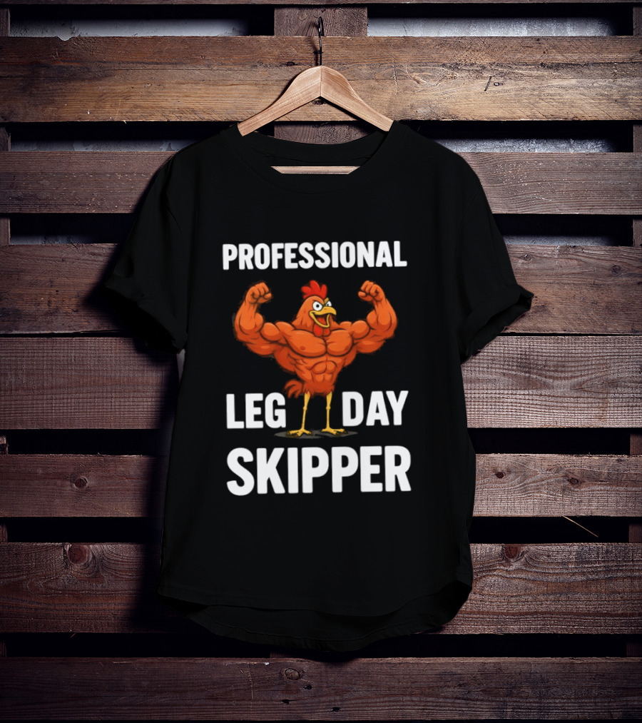 Professional Leg Day Skipper Buff Chicken Gym Humor T-Shirt