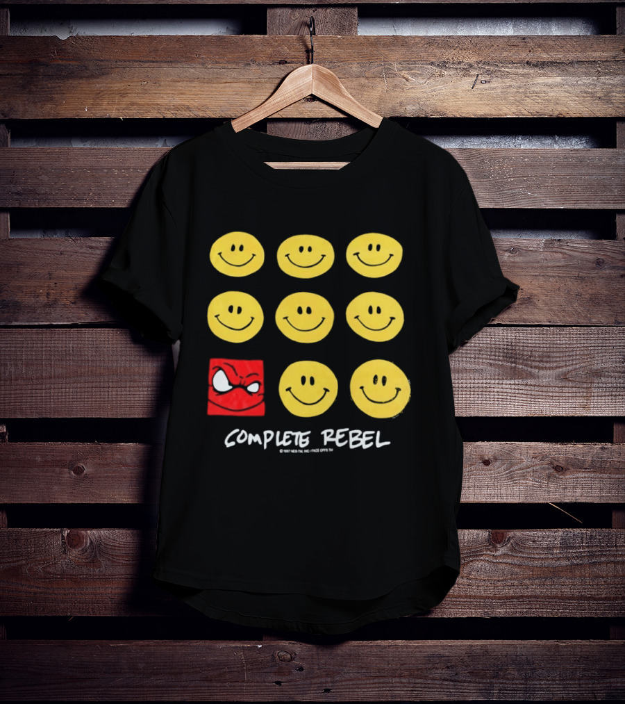 Complete Rebel Smiley Faces Red Square T-Shirt