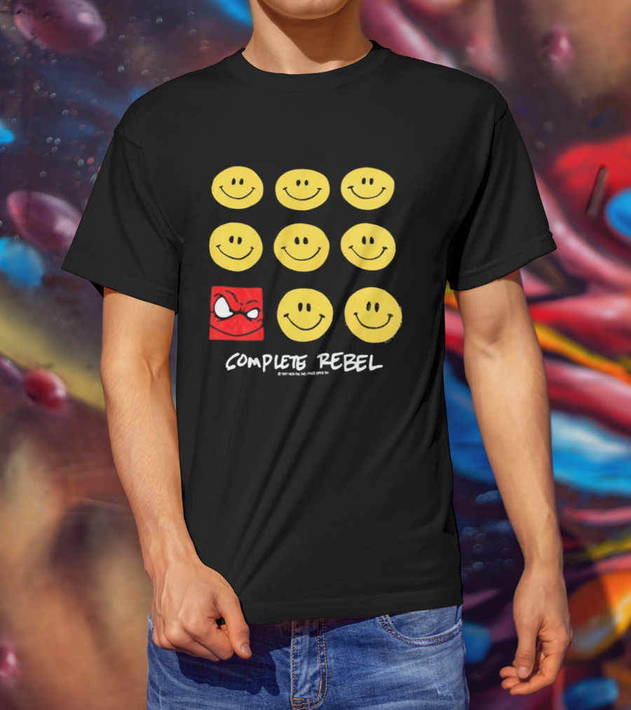Complete Rebel Smiley Faces Red Square T-Shirt