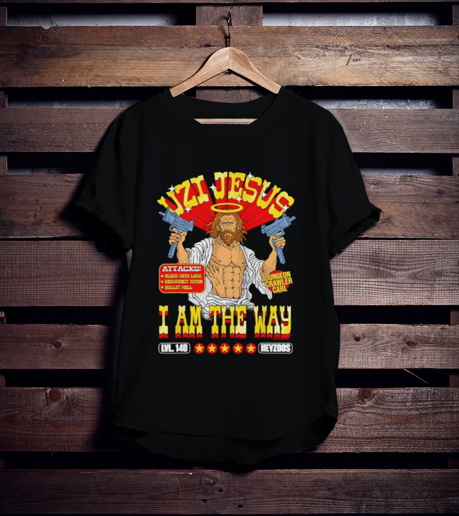 Uzi Jesus I Am The Way Dungeon Crawler Card Bullet Hell T-Shirt