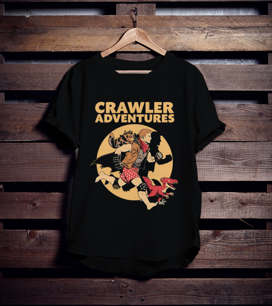 Crawler Adventures Running Man And Dinosaur T-Shirt