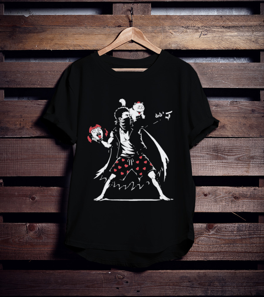 Dungeon Crawler Carl Meets Banksy Flower Thrower Chicken Pants Hearts T-Shirt