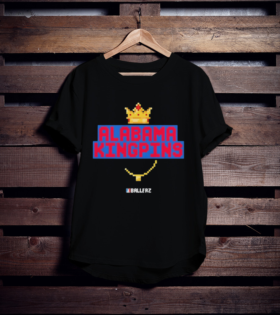 Alabama Kingpins Crown Necklace Ballerz Iconic 8 Bit T-Shirt