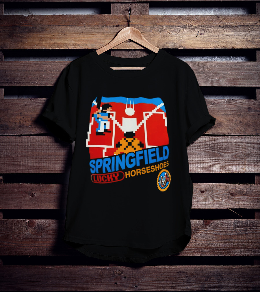 Springfield Lucky Horseshoes The Simpsons Video Game Styled Crest T-Shirt