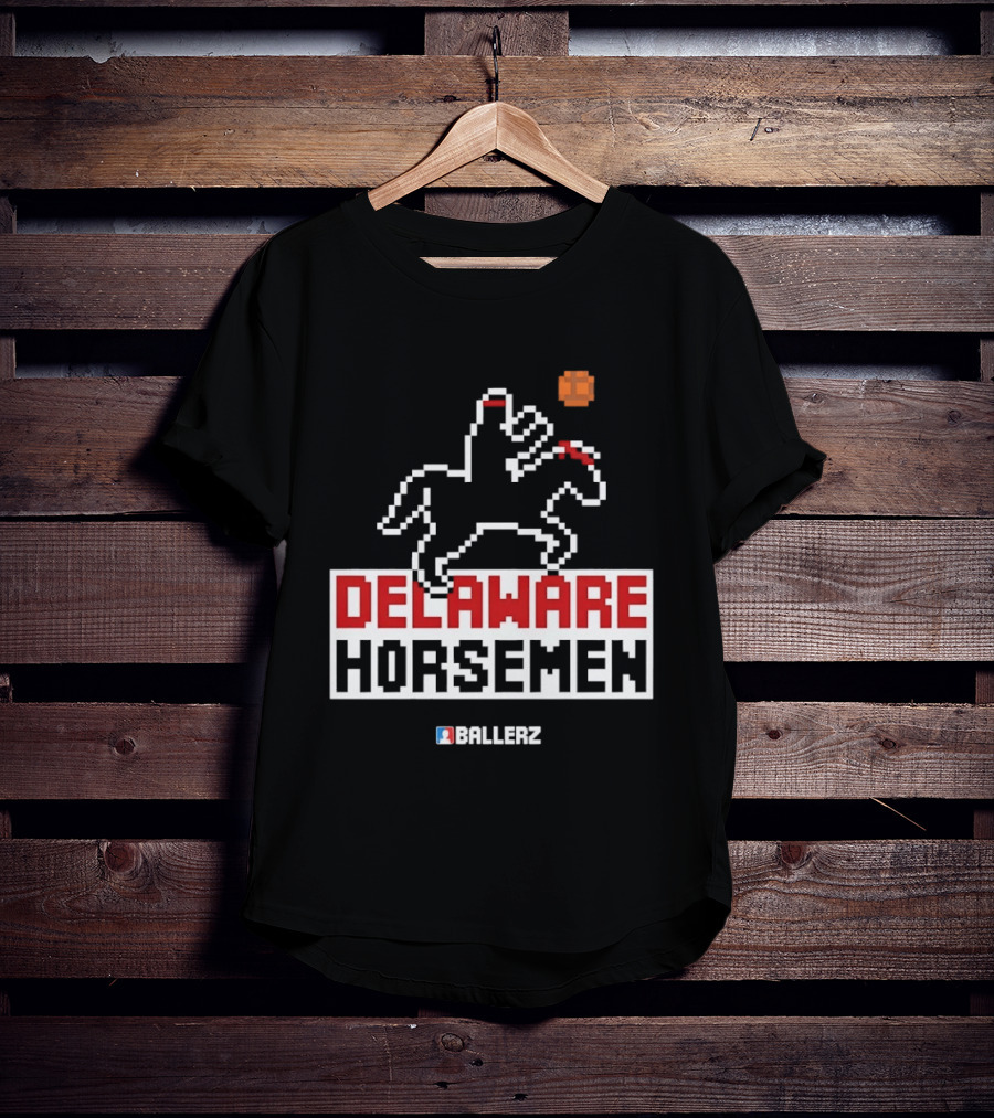 Delaware Horsemen Ballerz Pixel Art Style Basketball T-Shirt