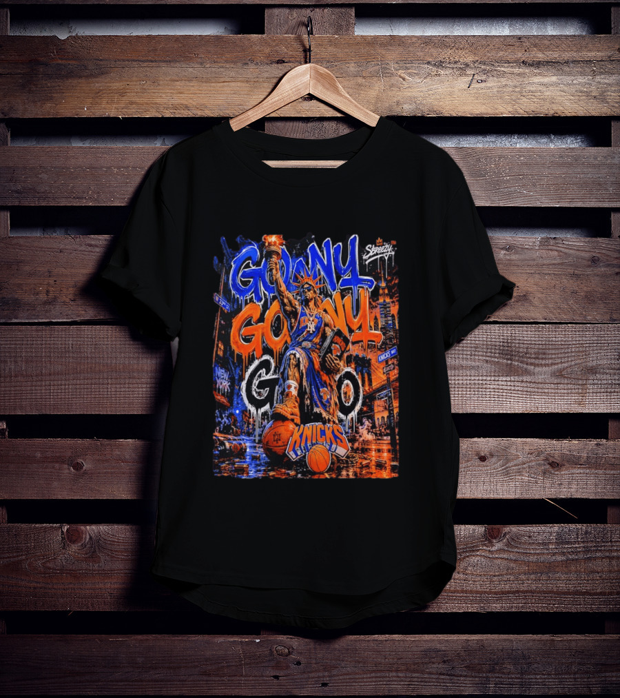 GO NY GO NY GO Knicks Basketball Statue Street T-Shirt