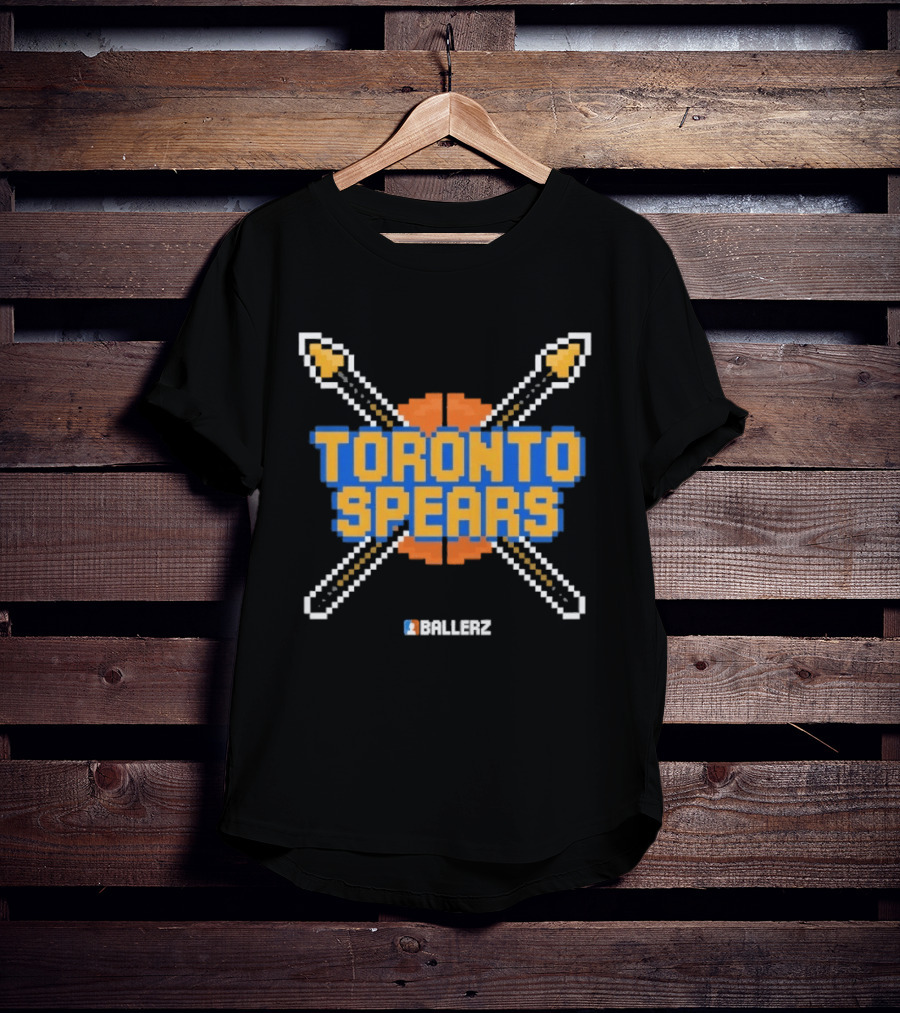 Toronto Spears Ballerz Basketball Pixel Icon Crossed Spears T-Shirt