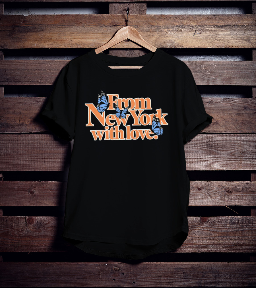 From New York With Love Blue Butterfly T-Shirt