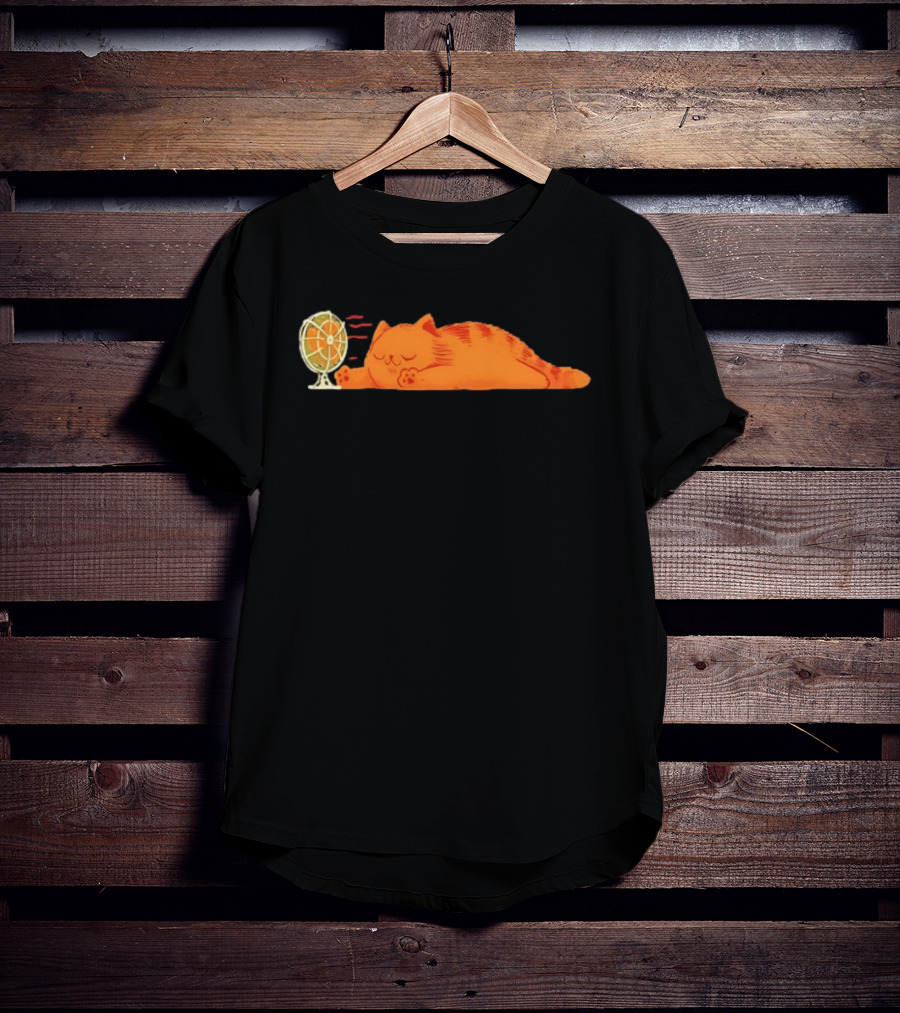 Orange Cat Relaxing In Front Of Fan Cool Breeze T-Shirt
