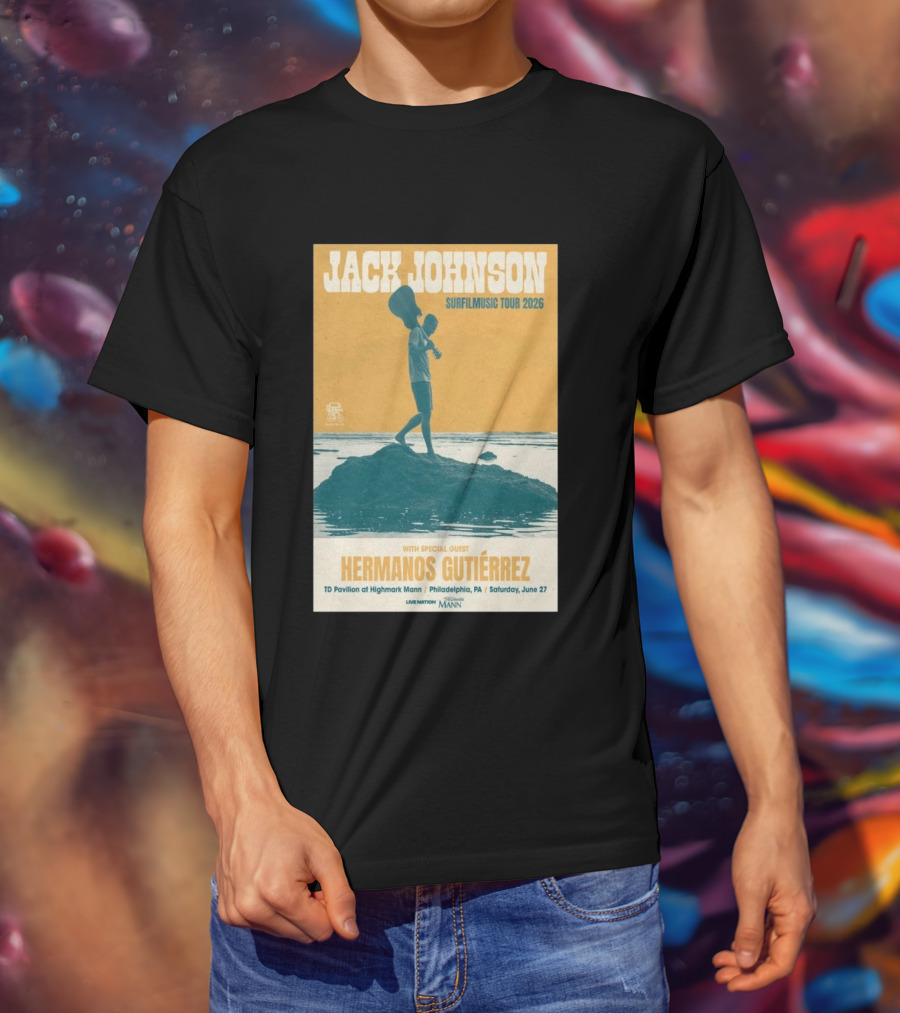 Jack Johnson Surfmusic Tour 2026 Philadelphia TD Pavilion With Special Guest Hermanos Gutiérrez June 27 T-Shirt