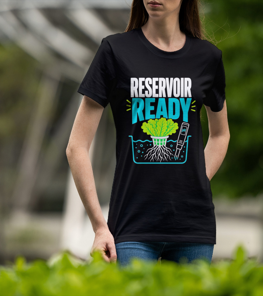 Reservoir Ready Hydroponic Lettuce Roots And Water PH Meter T-Shirt