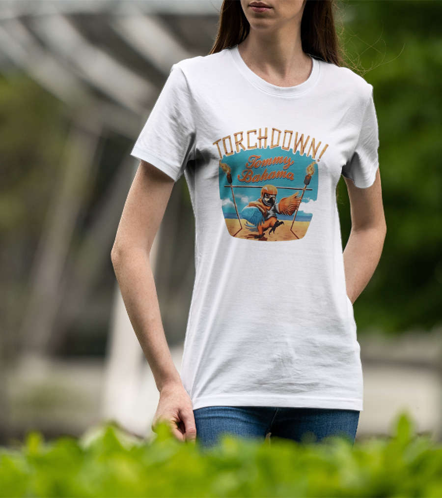 TORCHDOWN Tommy Bahama Parrot Beach Football T-Shirt