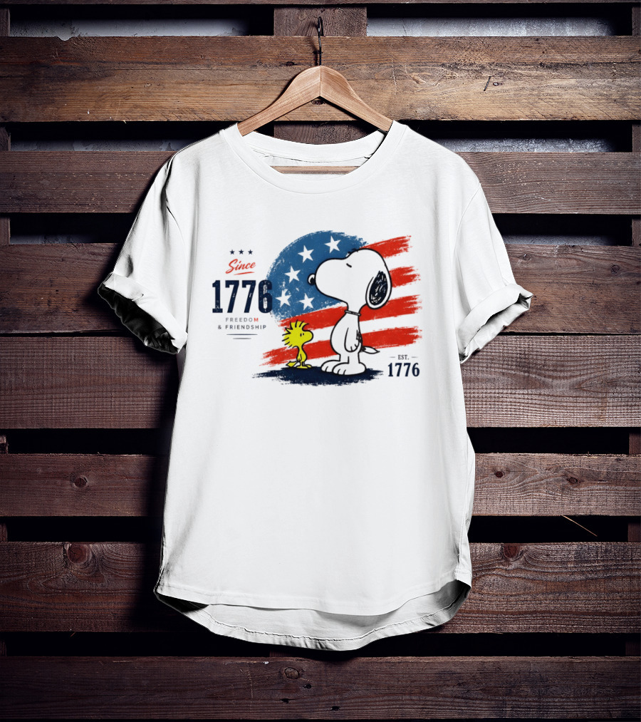 Snoopy Woodstock American Flag Freedom Friendship Since 1776 T-Shirt