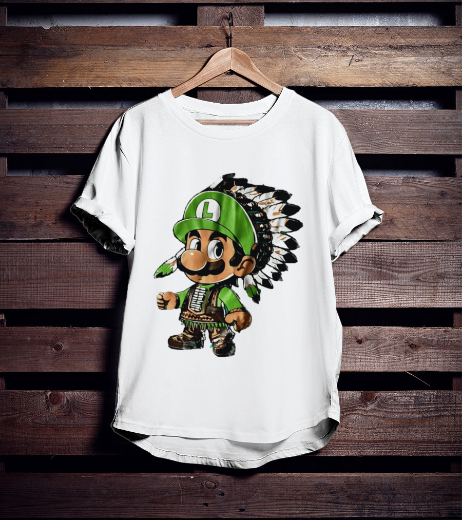 Luigi Green Hat Native American Headdress T-Shirt