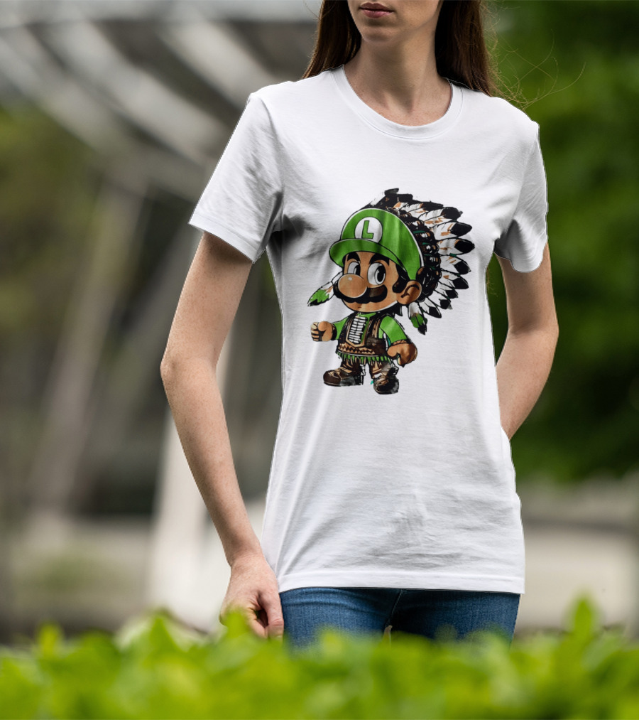 Luigi Green Hat Native American Headdress T-Shirt