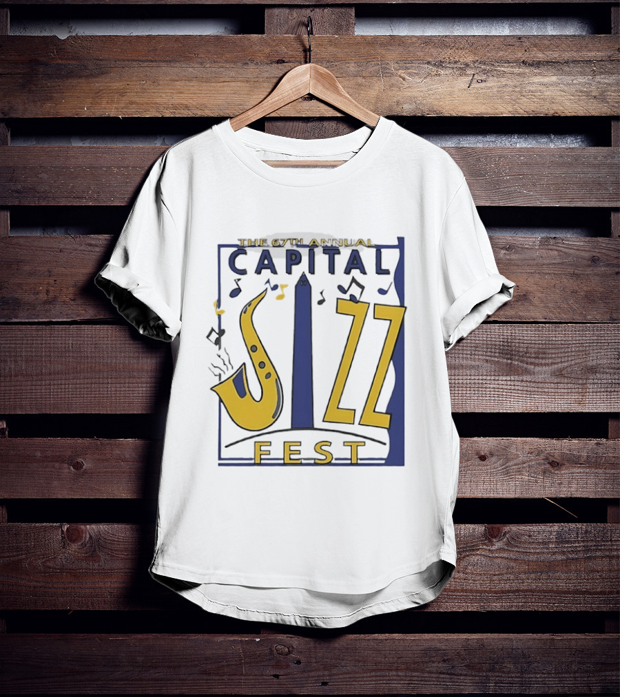67th Annual Capital Jazz Fest Washington DC Saxophone Music Notes Monuments T-Shirt
