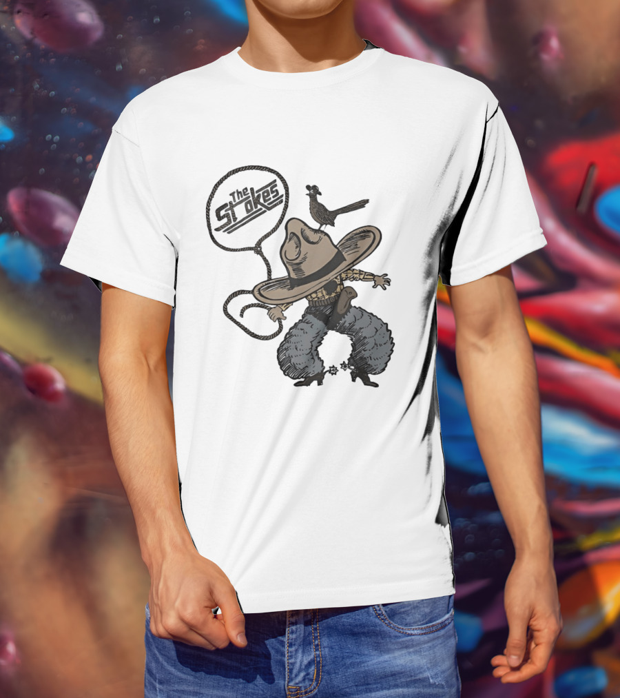 The Strokes Cowboy Hat Bird Lasso Denim Holster Brown Boots T-Shirt