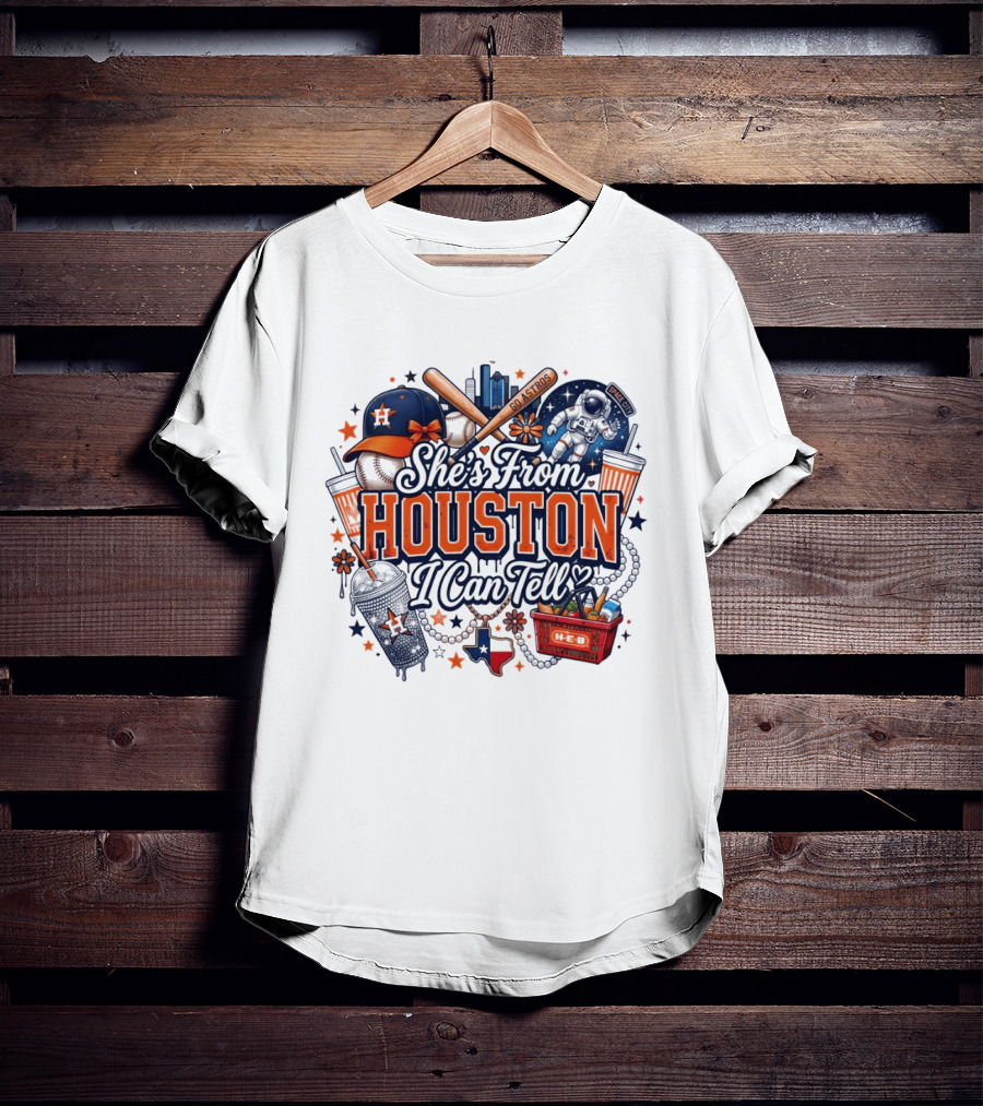 She's From Houston I Can Tell H Town Cowgirl Rodeo Astros Baseball T-Shirt