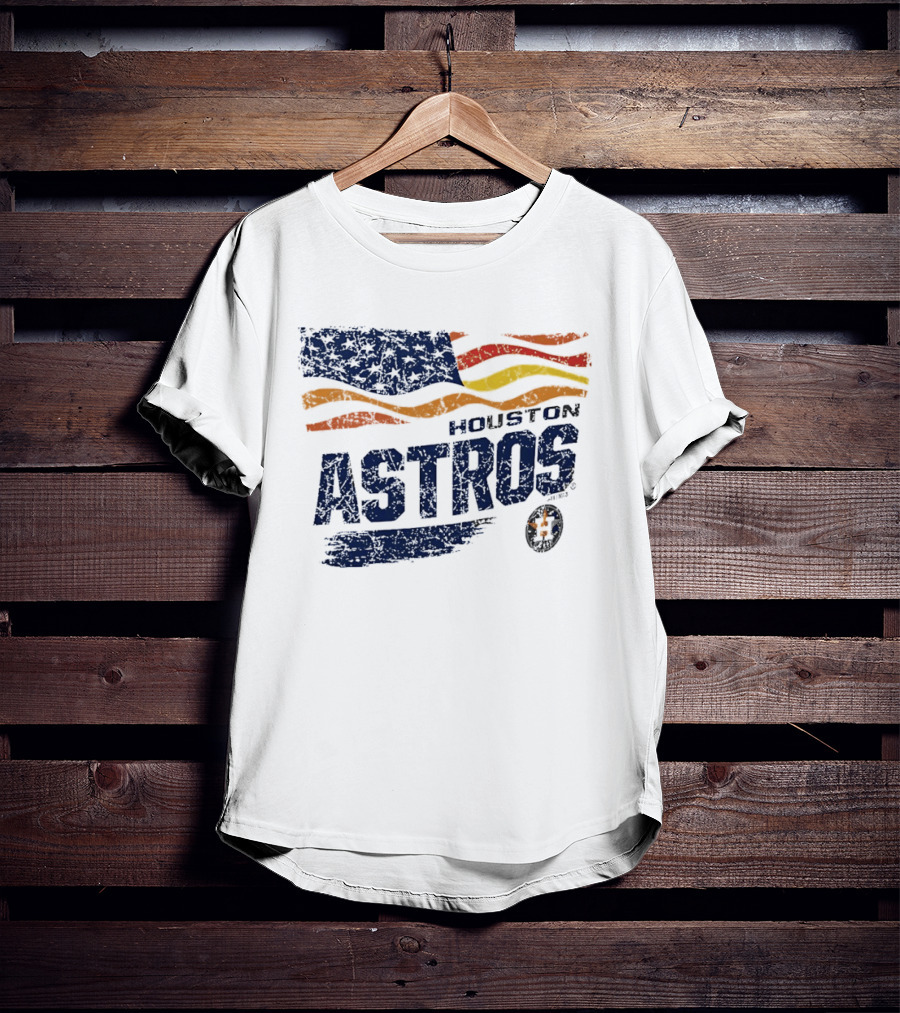 Houston Astros 4th Of July Waving American Flag Anniversary Celebration T-Shirt