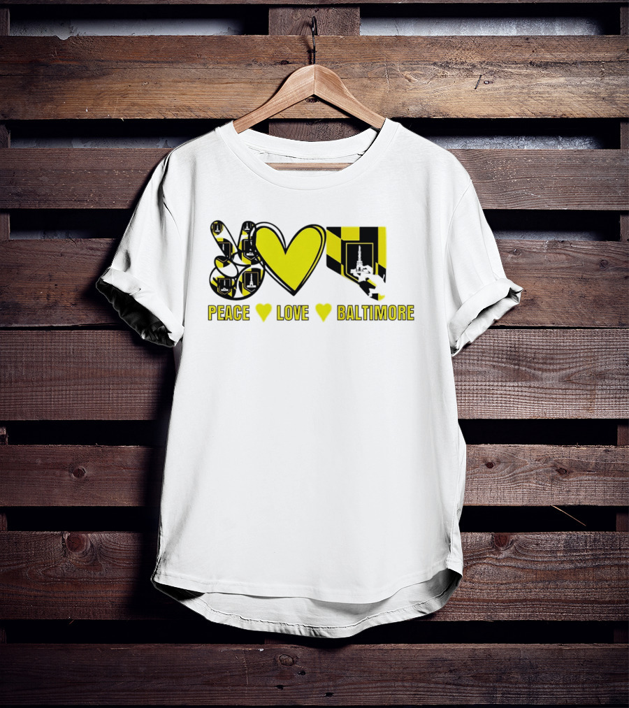 Peace Love Baltimore Maryland Flag Charm City T-Shirt