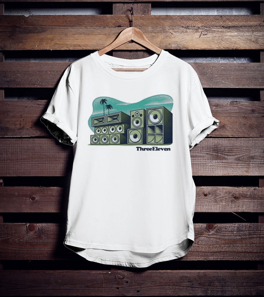 Three Eleven Soundsystem Beach Palm Trees Speaker Stacks T-Shirt