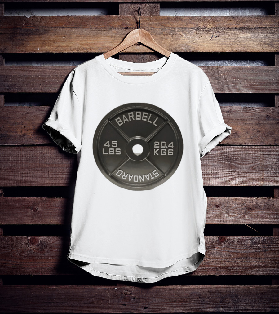 Barbell Standard 45 Lbs 20.4 Kgs Weight Plate Fitness Crossfit T-Shirt
