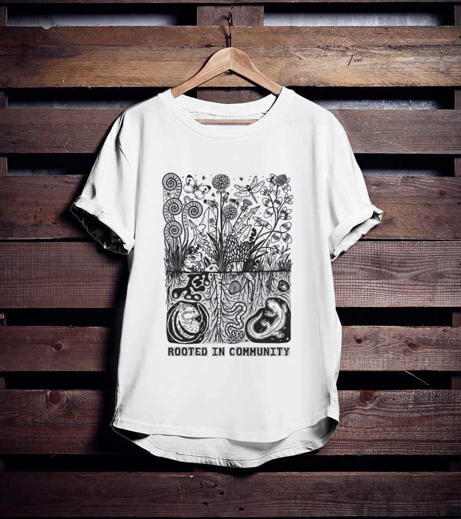 Rooted In Community Plants And Roots Flourishing Nature Connection T-Shirt