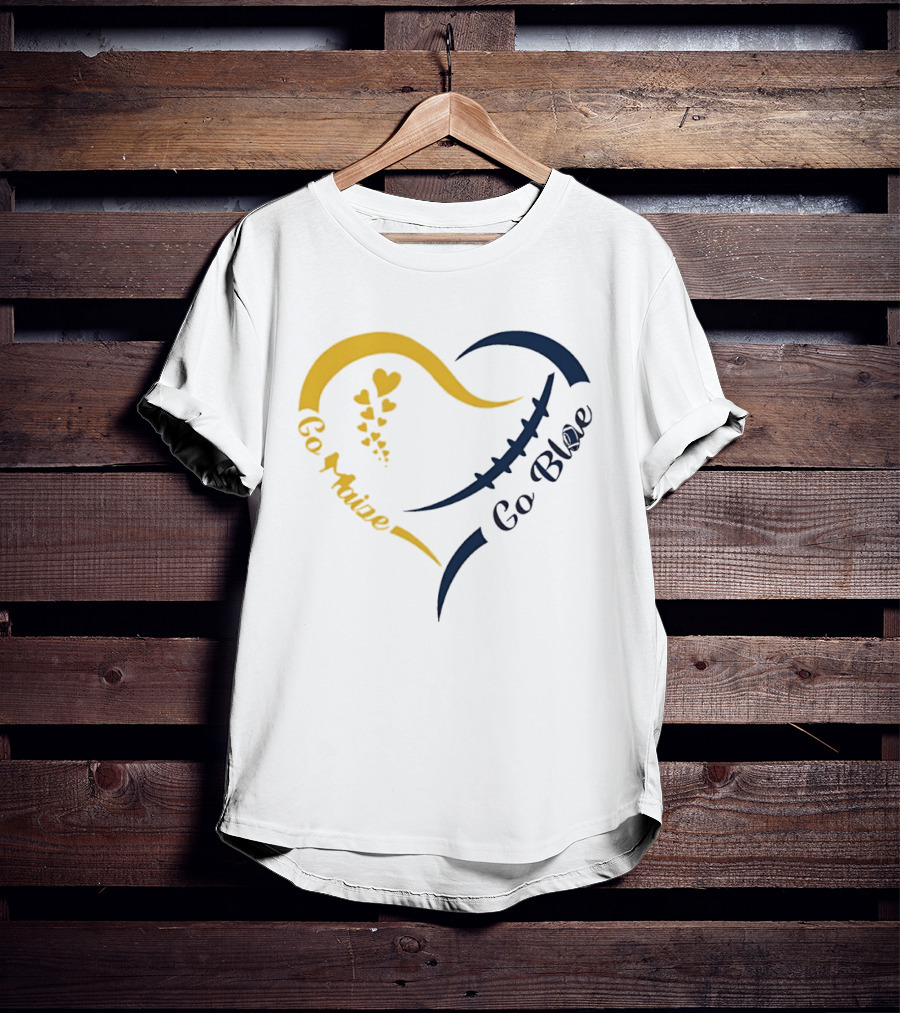 Michigan Wolverines Heart Go Maize Go Blue Football T-Shirt