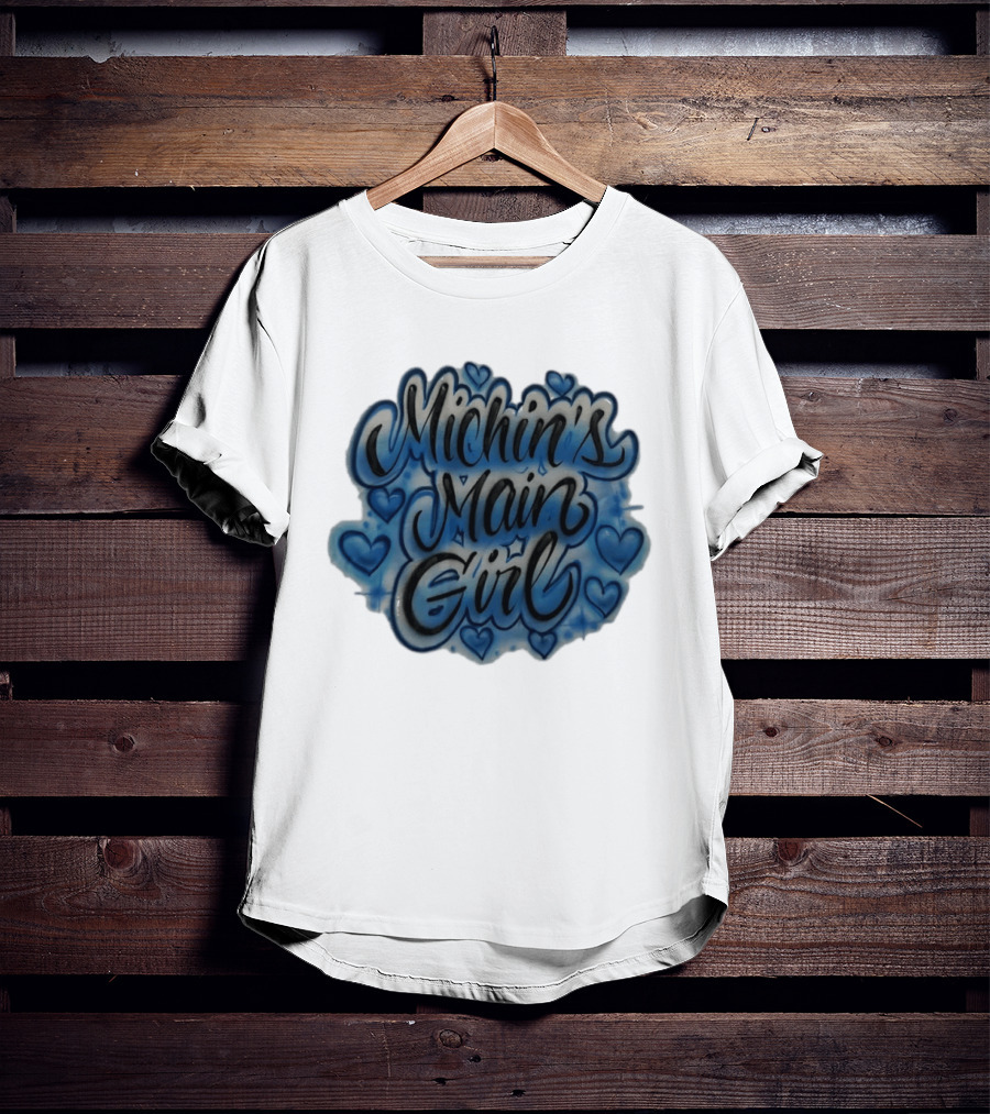Michin's Main Girl Blue Hearts Airbrush T-Shirt