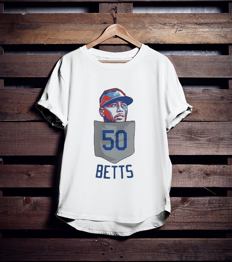 Mookie Betts 50 Los Angeles Dodgers Baseball MLB Pocket T-Shirt