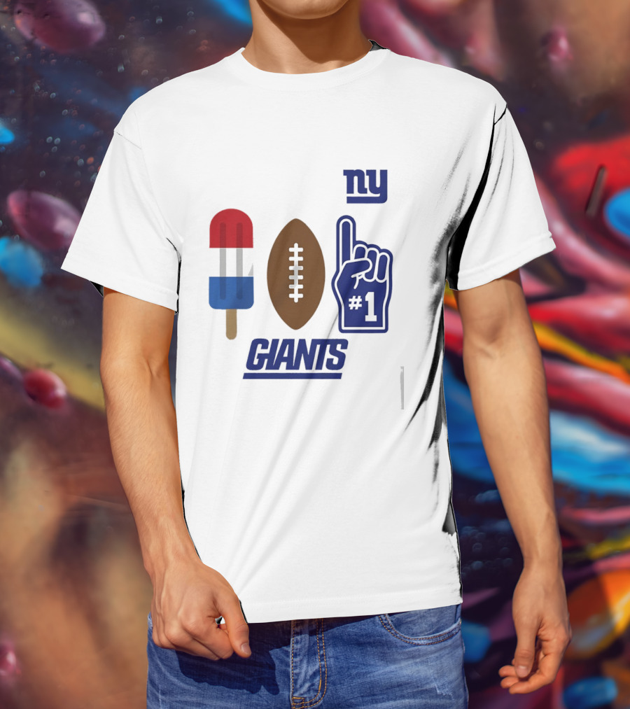 New York Giants Popsicle Football Foam Finger #1 Americana Pop 2026 Season T-Shirt