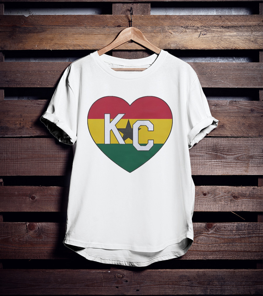 Ghana Flag Colors KC Heart T-Shirt