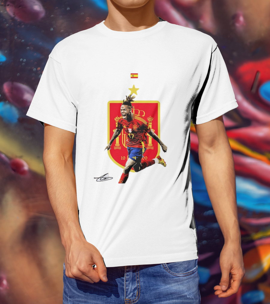 Nico Williams España Número 19 Escudo De La Selección Española Flag T-Shirt