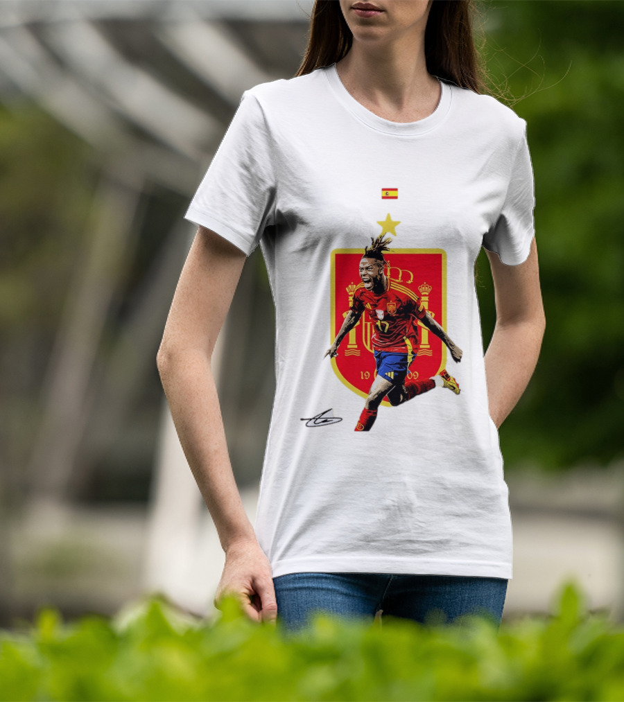 Nico Williams España Número 19 Escudo De La Selección Española Flag T-Shirt