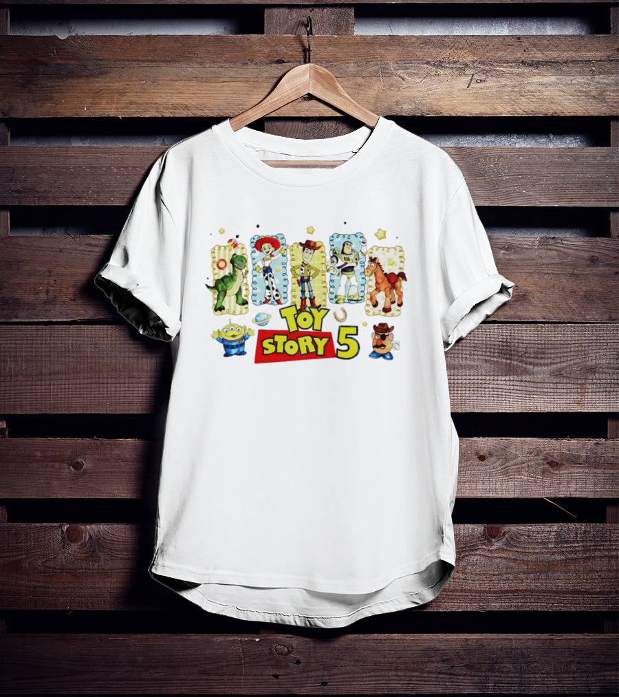 Toy Story 5 Movie Characters Woody Buzz Jesse Rex Bullseye Mr Potato Head T-Shirt