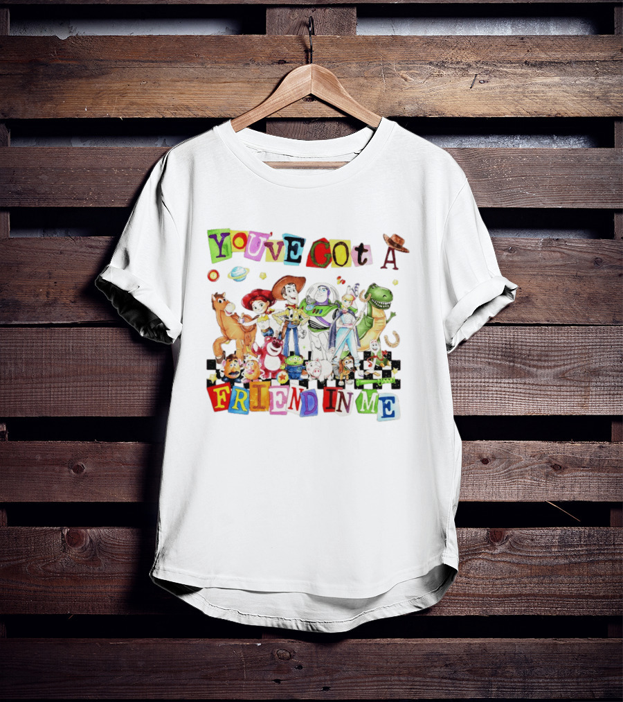 Toy Story You've Got A Friend In Me Characters Buzz Woody Rex Jessie Hamm Aliens Slinky T-Shirt