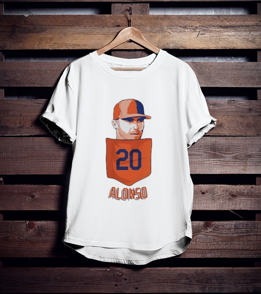 Pete Alonso 20 New York Mets MLB Baseball Pocket T-Shirt