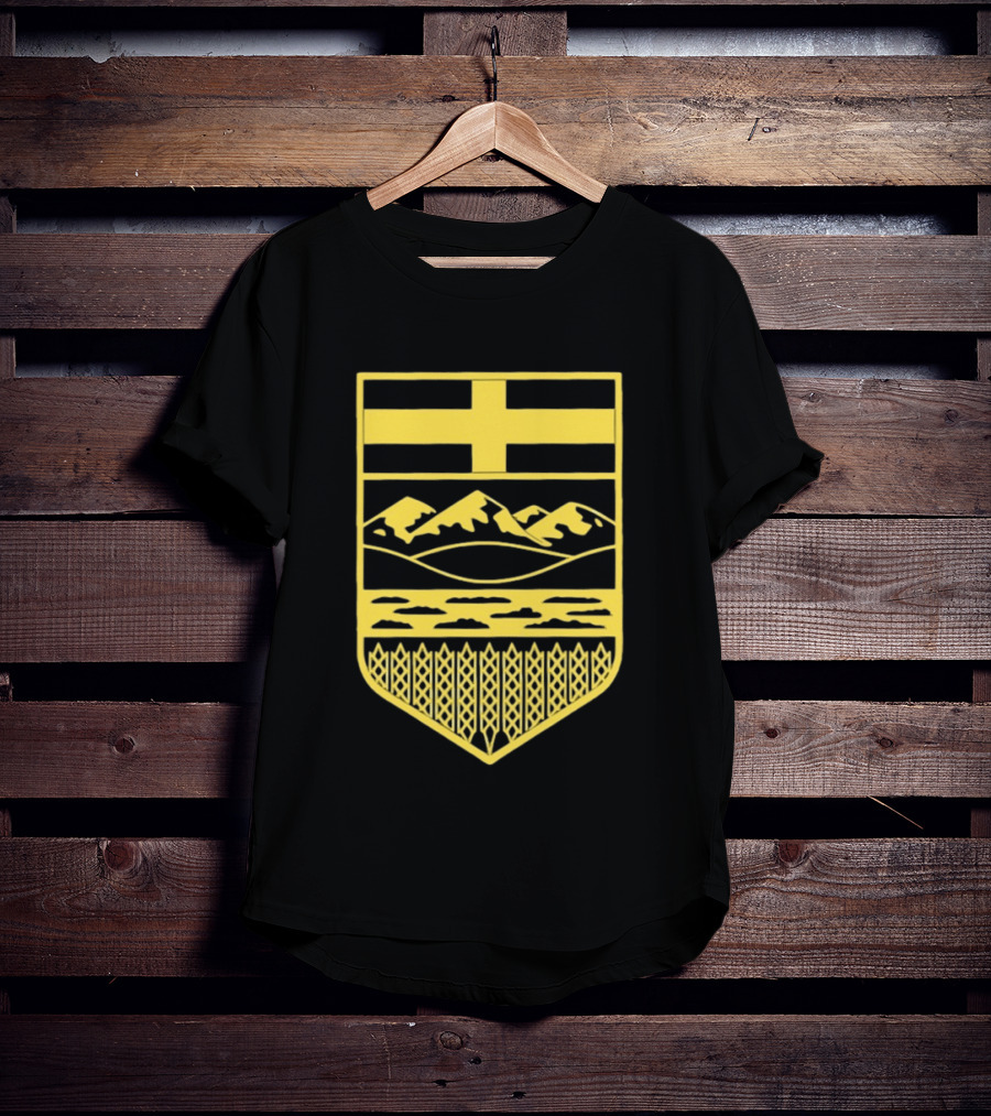 Alberta Stands Free Canada Provincial Emblem Mountains Crest T-Shirt