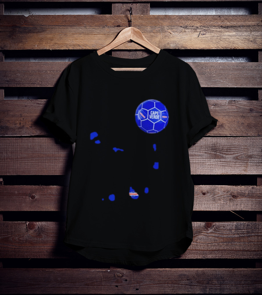 Cape Verde Soccer Pride Blue Football Map T-Shirt