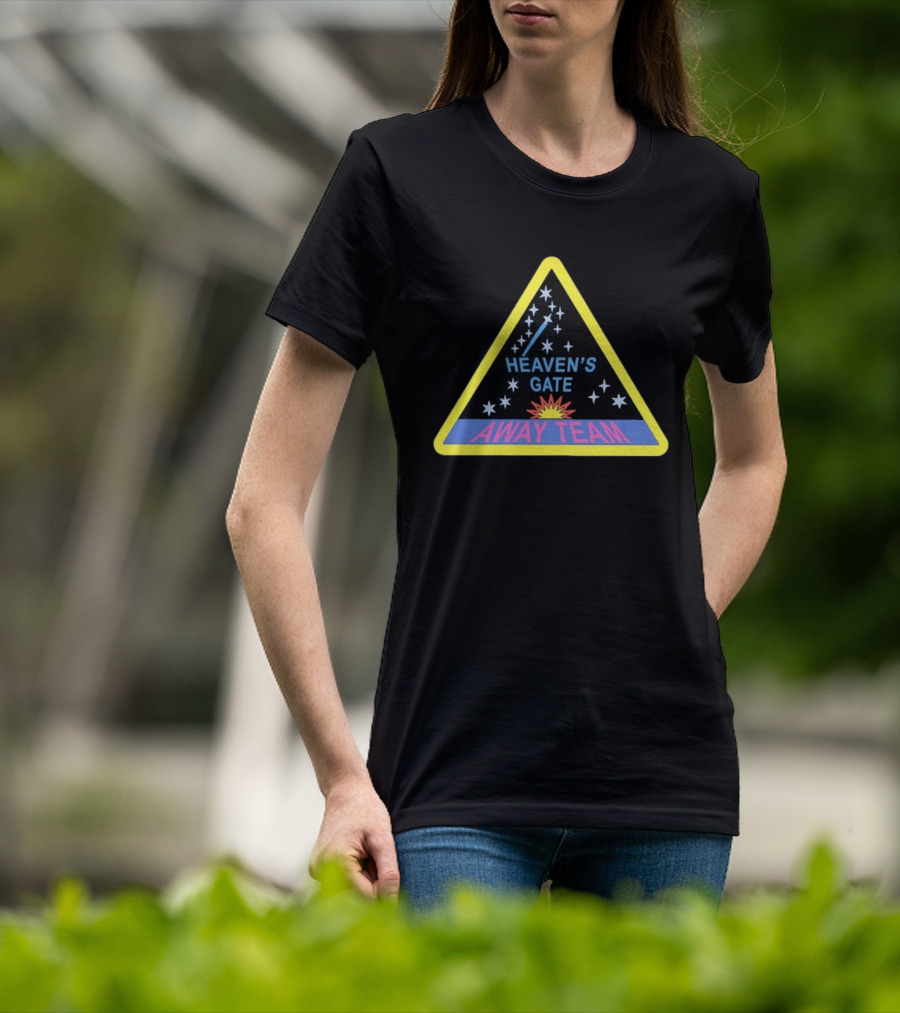 Heaven's Gate Away Team Space Sci Fi Cult Triangle Badge With Stars And Comet T-Shirt