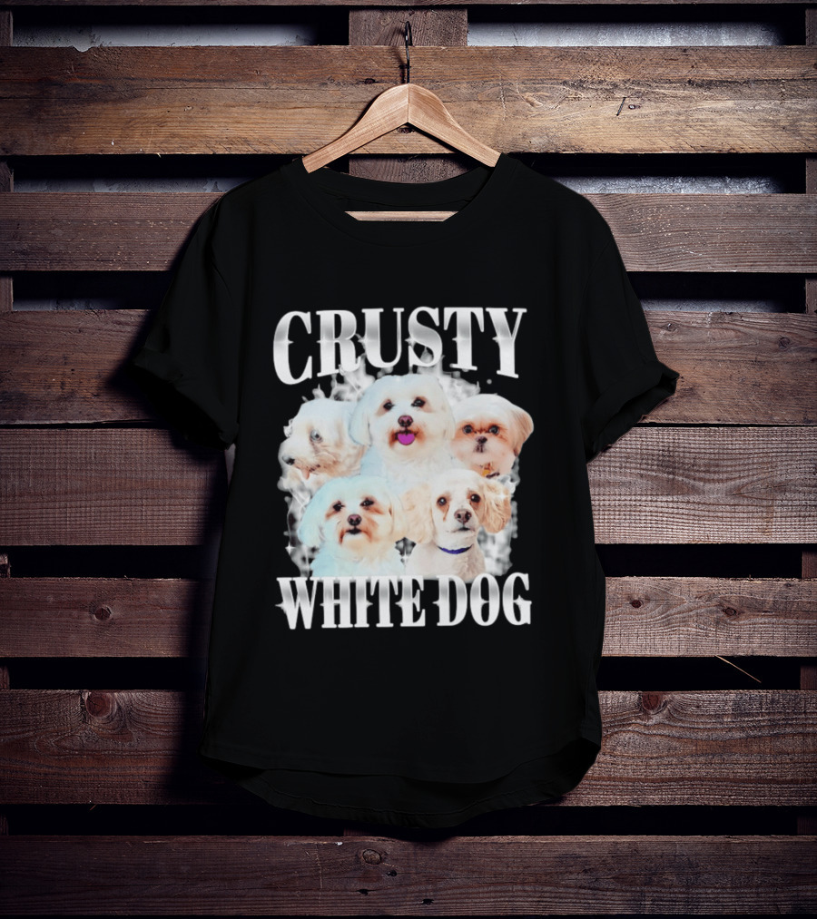 Crusty White Dog Collage 90s Bootleg Vintage Style Nostalgia T-Shirt